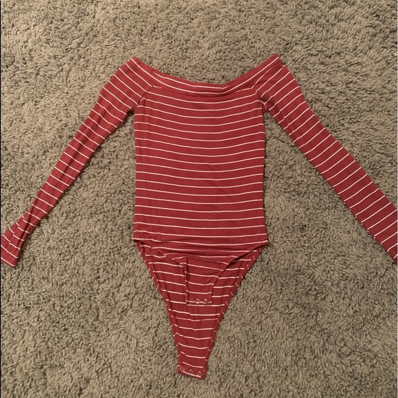 hollister off the shoulder body suit, burgundy - Picture 1 of 1